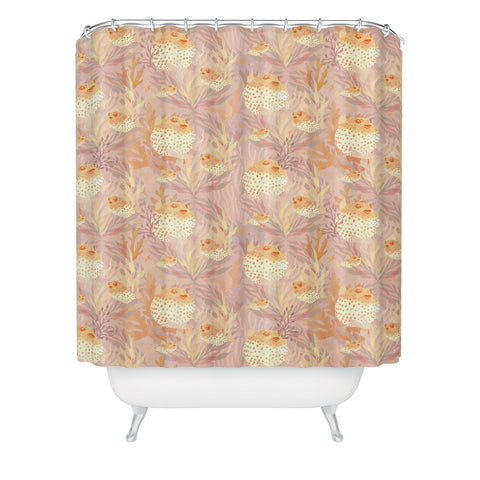 Sewzinski Pufferfish Pattern Shower Curtain
