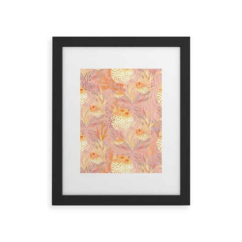 Sewzinski Pufferfish Pattern Framed Art Print
