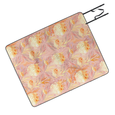 Sewzinski Pufferfish Pattern Picnic Blanket