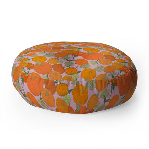 Sewzinski Pumpkin Patch Pattern Floor Pillow Round