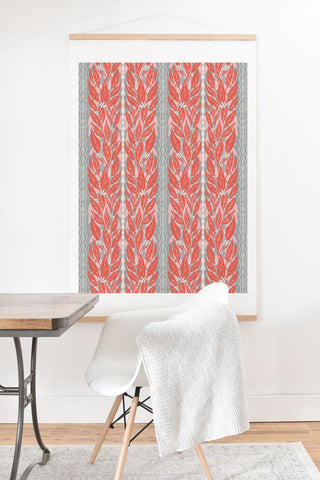 Sewzinski Red Leaves on Gray Art Print And Hanger