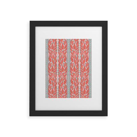 Sewzinski Red Leaves on Gray Framed Art Print