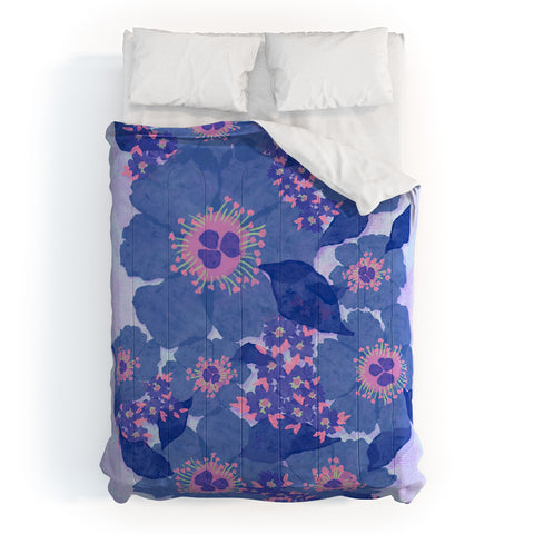 Sewzinski Retro Blue Flowers Comforter