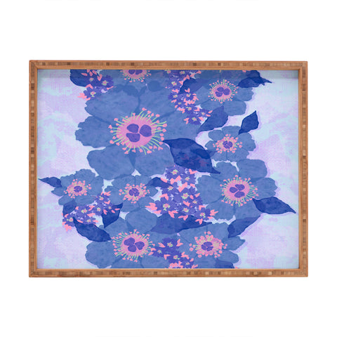 Sewzinski Retro Blue Flowers Rectangular Tray