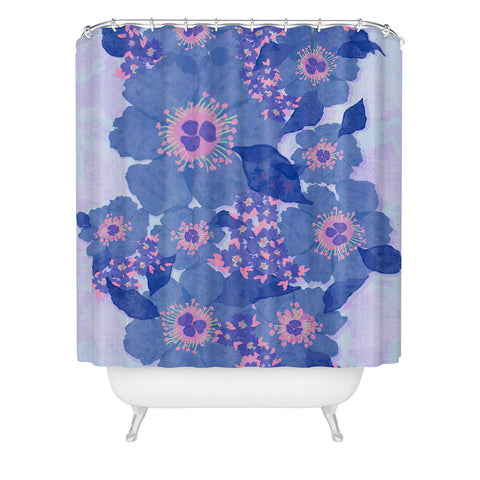 Sewzinski Retro Blue Flowers Shower Curtain