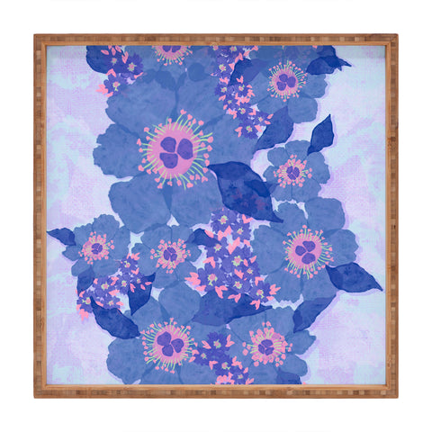 Sewzinski Retro Blue Flowers Square Tray