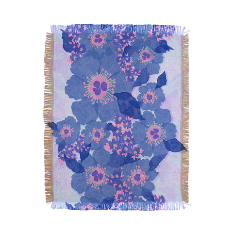 Sewzinski Retro Blue Flowers Throw Blanket