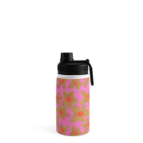 Sewzinski Retro Flowers on Pink Water Bottle