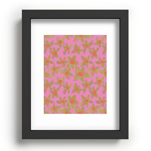 Sewzinski Retro Flowers on Pink Recessed Framing Rectangle