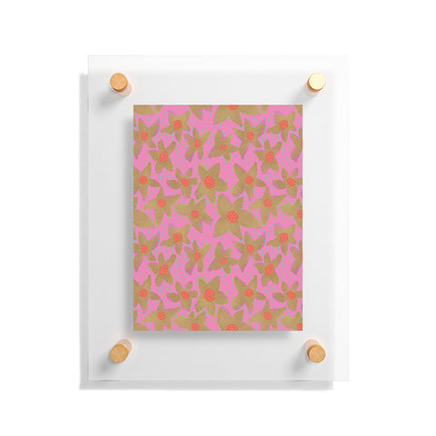 Sewzinski Retro Flowers on Pink Floating Acrylic Print