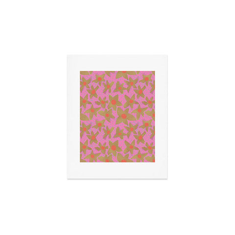 Sewzinski Retro Flowers on Pink Art Print