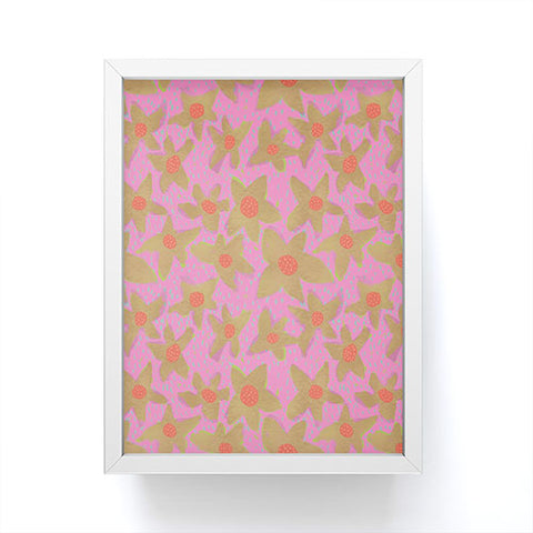 Sewzinski Retro Flowers on Pink Framed Mini Art Print
