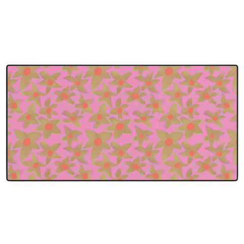 Sewzinski Retro Flowers on Pink Desk Mat