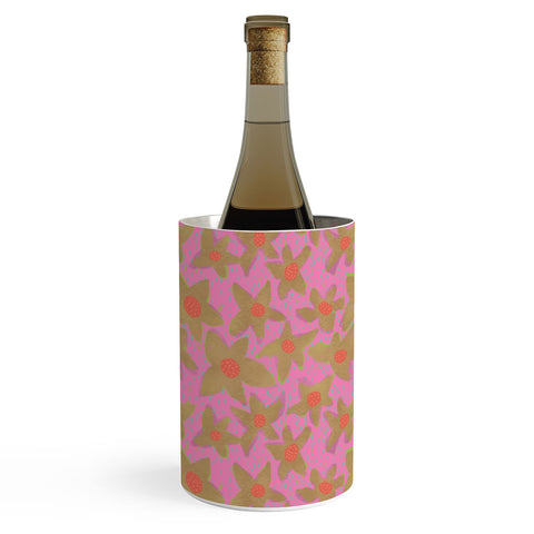 Sewzinski Retro Flowers on Pink Wine Chiller