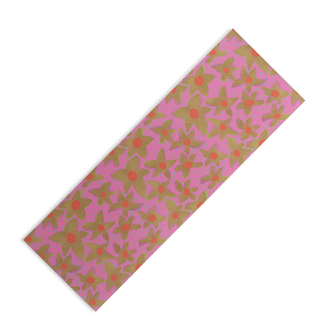 Sewzinski Retro Flowers on Pink Yoga Mat