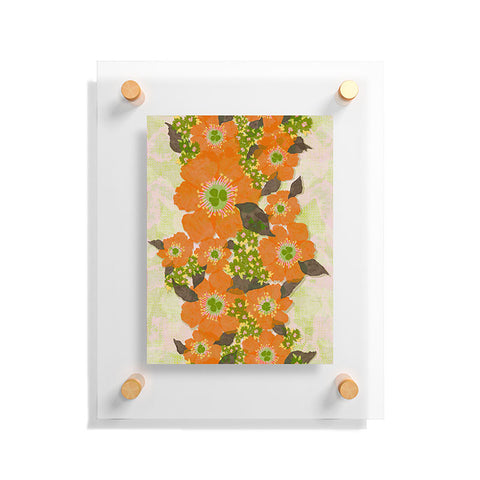 Sewzinski Retro Orange Flowers Floating Acrylic Print