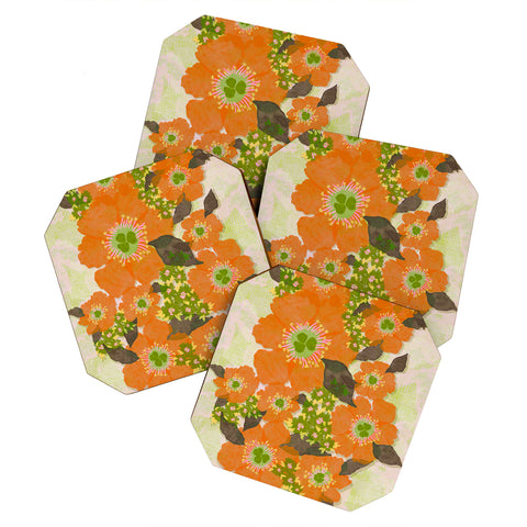 Sewzinski Retro Orange Flowers Coaster Set