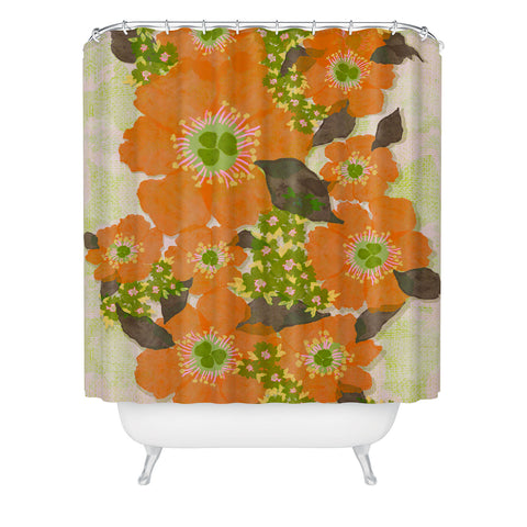 Sewzinski Retro Orange Flowers Shower Curtain