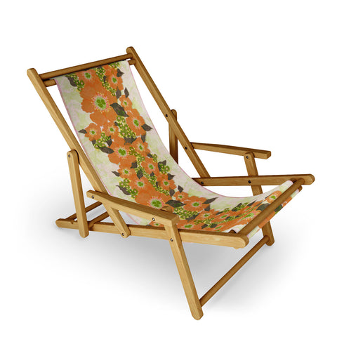 Sewzinski Retro Orange Flowers Sling Chair
