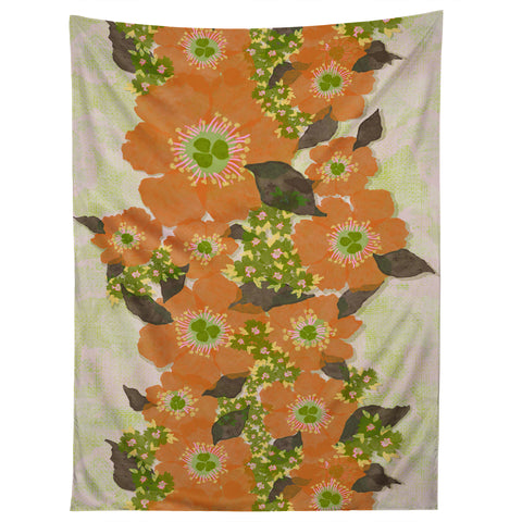 Sewzinski Retro Orange Flowers Tapestry
