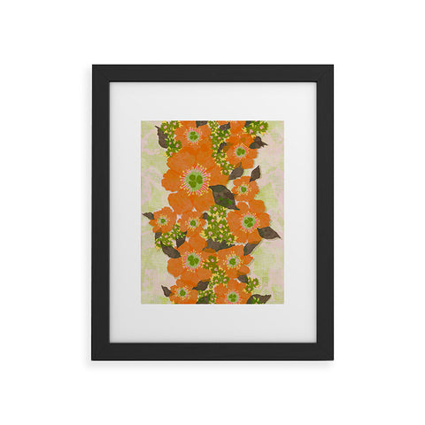 Sewzinski Retro Orange Flowers Framed Art Print