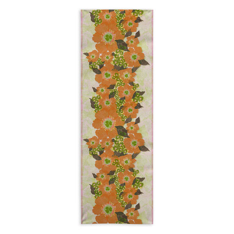 Sewzinski Retro Orange Flowers Yoga Towel