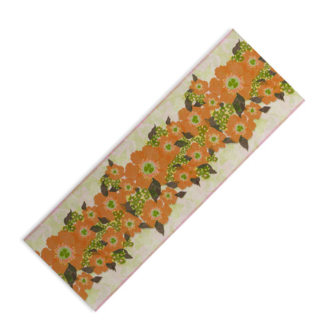 Sewzinski Retro Orange Flowers Yoga Mat