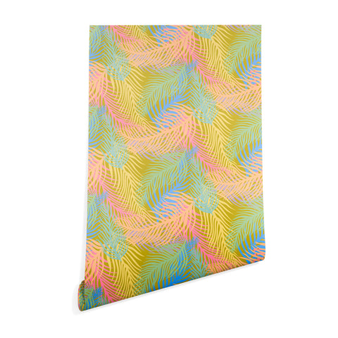 Sewzinski Retro Palms Bright Pastels Wallpaper