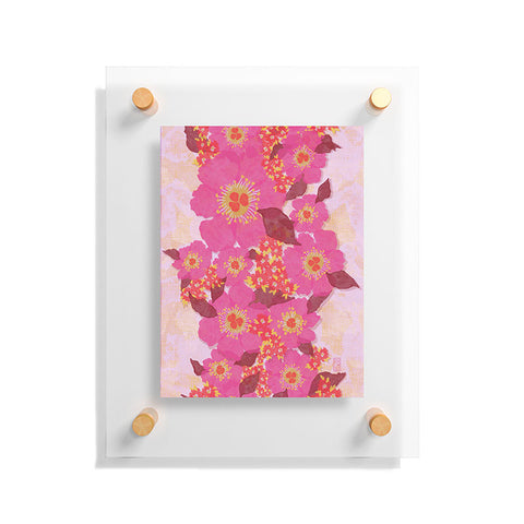 Sewzinski Retro Pink Flowers Floating Acrylic Print