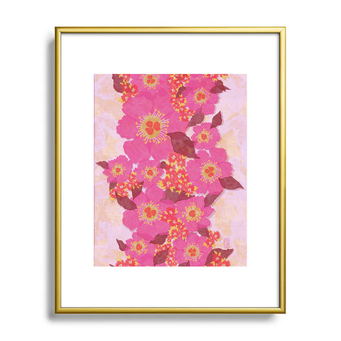 Sewzinski Retro Pink Flowers Metal Framed Art Print