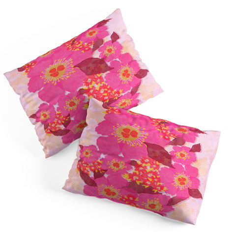 Sewzinski Retro Pink Flowers Pillow Shams