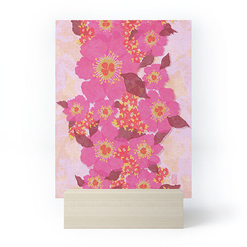 Sewzinski Retro Pink Flowers Mini Art Print