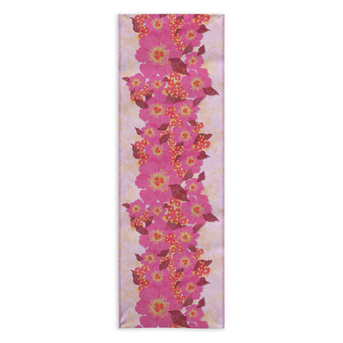 Sewzinski Retro Pink Flowers Yoga Towel