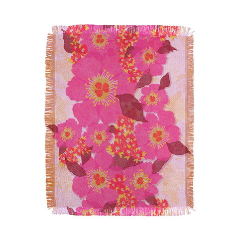 Sewzinski Retro Pink Flowers Throw Blanket