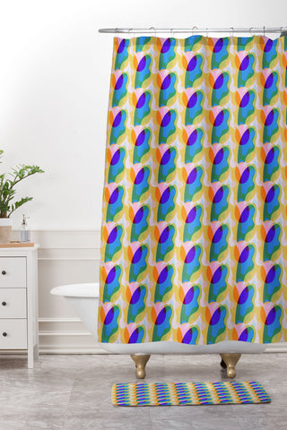 Sewzinski Saturated Shapes Shower Curtain And Mat