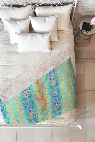 Sewzinski Seaweed and Coral Pattern Fleece Throw Blanket