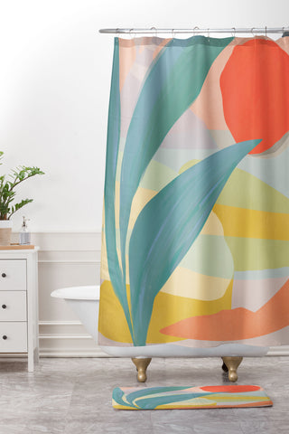 Sewzinski Shapes and Layers 33 Shower Curtain And Mat