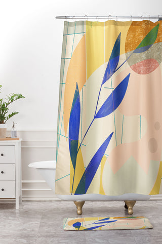 Sewzinski Shapes and Layers 9 Shower Curtain And Mat