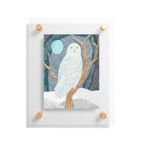 Sewzinski Snowy Owl at Night Floating Acrylic Print