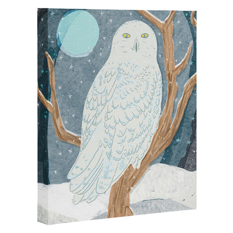 Sewzinski Snowy Owl at Night Art Canvas