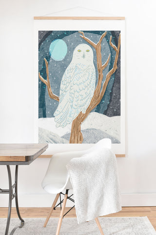 Sewzinski Snowy Owl at Night Art Print And Hanger