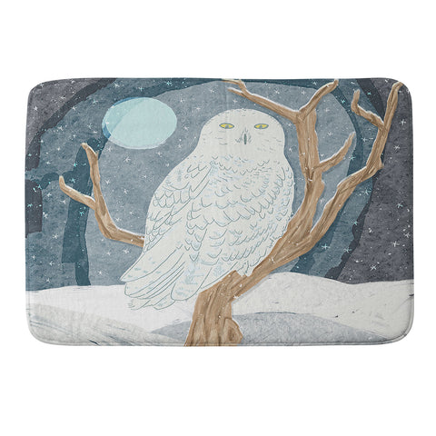 Sewzinski Snowy Owl at Night Memory Foam Bath Mat