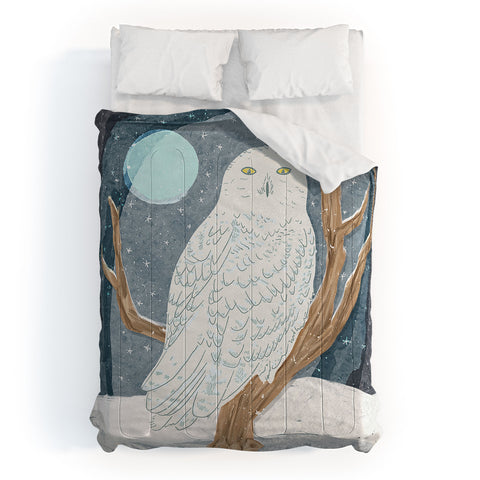 Sewzinski Snowy Owl at Night Comforter