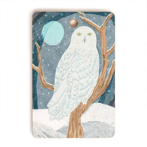 Sewzinski Snowy Owl at Night Cutting Board Rectangle