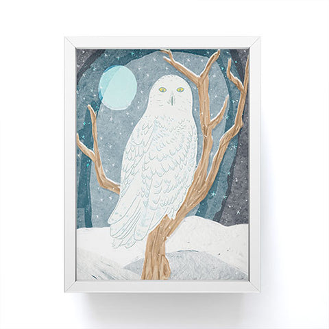 Sewzinski Snowy Owl at Night Framed Mini Art Print