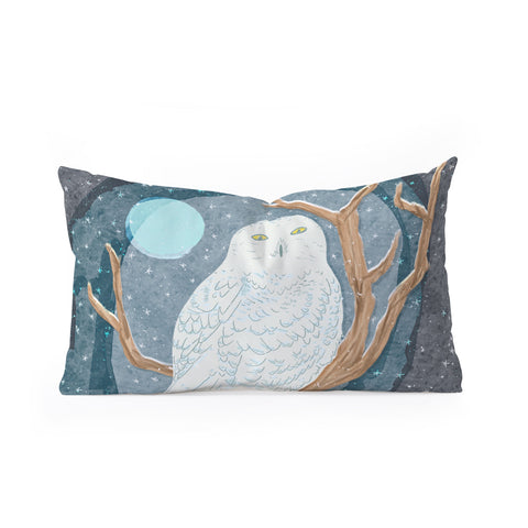 Sewzinski Snowy Owl at Night Oblong Throw Pillow