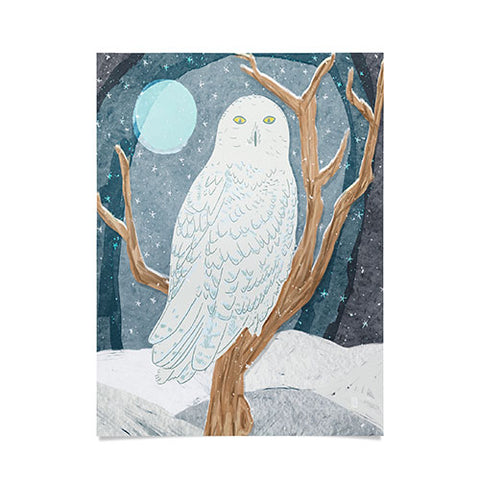 Sewzinski Snowy Owl at Night Poster