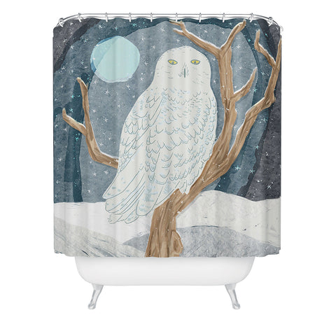 Sewzinski Snowy Owl at Night Shower Curtain