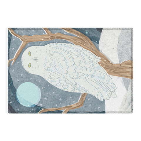 Sewzinski Snowy Owl at Night Outdoor Rug