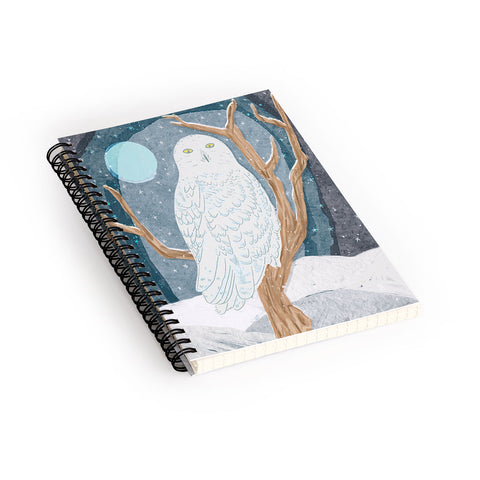 Sewzinski Snowy Owl at Night Spiral Notebook